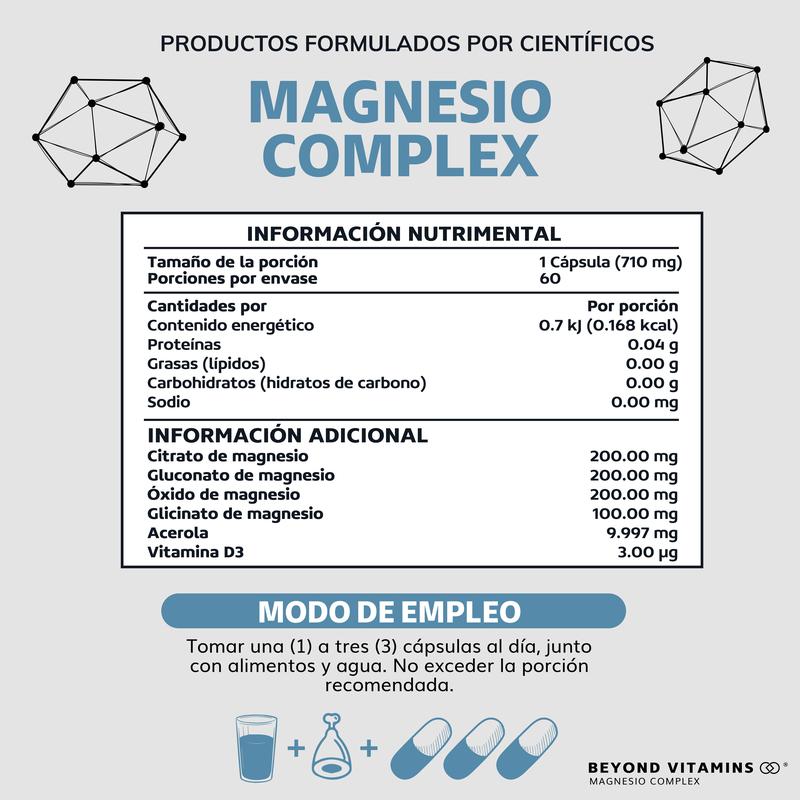 MAGNESIO COMPLEX | 4 tipos: Glicinato + Citrato + Gluconato + Óxido