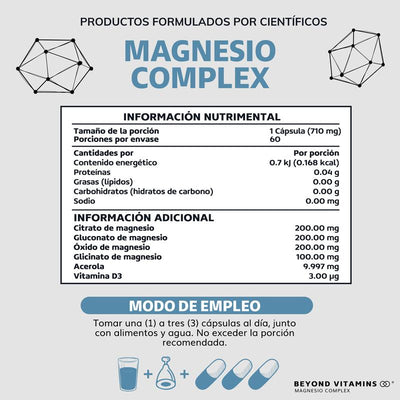 MAGNESIO COMPLEX | 4 tipos: Glicinato + Citrato + Gluconato + Óxido