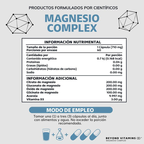 MAGNESIO COMPLEX | 4 tipos: Glicinato + Citrato + Gluconato + Óxido