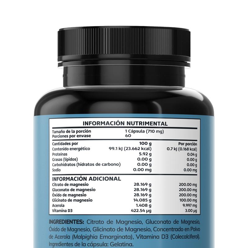 MAGNESIO COMPLEX | 4 tipos: Glicinato + Citrato + Gluconato + Óxido